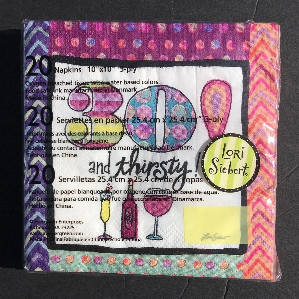 2 Packages Cypress Home 30th Birthday Paper Beverage Napkins Cocktail Crafts New